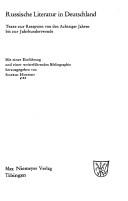 Cover of: Russische Literatur in Deutschland: Texte z. Rezeption von d. achtziger Jahren bis z. Jahrhundertwende