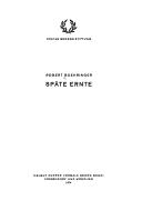 Cover of: Späte Ernte