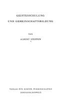 Cover of: Geistesschulung und Gemeinschaftsbildung