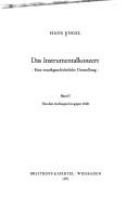 Cover of: Das Instrumentalkonzert by Hans Engel