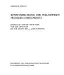 Cover of Konstanzer Druck- und Verlagswesen früherer Jahrhunderte by hermann fiebing