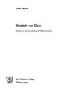 Cover of: Heinrich von Kleist: Studien zu seiner poet. Verfahrensweise