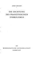 Cover of: Die Dichtung des französischen Symbolismus