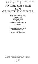 Cover of: An der Schwelle zum gespaltenen Europa by G. K. A. Bell