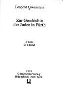 Zur Geschichte der Juden in Fürth by Leopold Löwenstein