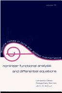 Cover of: Nonlinear functional analysis and differential equations: proceedings of the Michigan State University conference