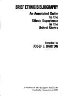 Cover of: Brief ethnic bibliography by Josef J. Barton