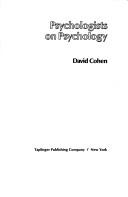 Cover of: Psychologists on psychology by Cohen, David