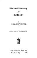 Cover of: Historical dictionary of Burundi