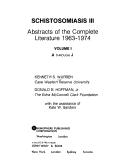 Cover of: Schistosomiasis III: abstracts of the complete literature, 1963-1974