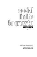Social limits to growth. -- by Fred Hirsch
