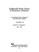 Cover of: Goldsmiths'-Kress library of economic literature: a consolidated guide to segment I[-<II   >] of the microfilm collection.