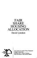 Cover of: Fair share housing allocation by David Listokin