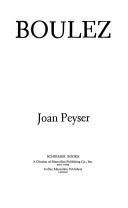 Boulez by Joan Peyser