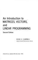 An introduction to matrices, vectors, and linear programming by Hugh G. Campbell