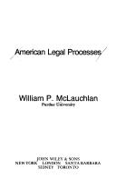 Cover of: American legal processes