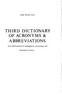 Cover of: Third dictionary of acronyms & abbreviations: more abbreviations in management, technology, and information science