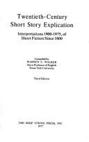 Cover of: Twentieth-century short stories explication: interpretations 1900-1975 of short fiction since 1800