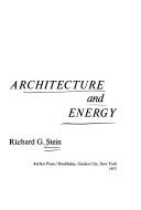 Architecture and Energy by Richard G. Stein