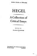 Cover of: Hegel: a collection of critical essays