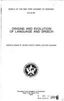 Cover of: Origins and evolution of language and speech