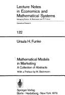 Cover of: Mathematical models in marketing: a collection of abstracts