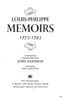 Cover of: Memoirs, 1773-1793 by Louis Philippe King of the French
