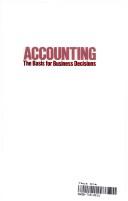 Cover of: Accounting, the basis for business decisions