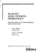 Cover of: Survey and opinion research: procedures for processing and analysis