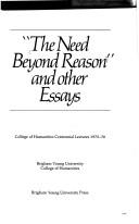 Front cover of "The Need beyond reason" and other essays by Unknown