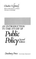 Cover of: An introduction to the study of public policy
