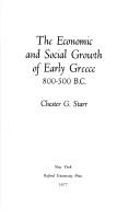 Cover of: The economic and social growth of early Greece, 800-500 B.C.