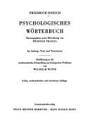 Psychologisches Wörterbuch by Friedrich Dorsch