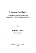 Cover of: Content analysis by Thomas F. Carney