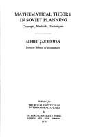 Cover of: Mathematical theory in Soviet planning | Alfred Zauberman