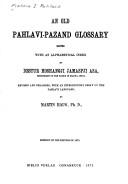 Cover of: An old Pahlavi-Pazand glossary
