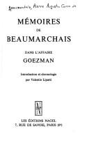 Cover of: Mémoires de Beaumarchais dans l'affaire Goezman