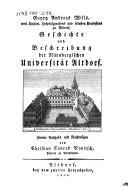 Cover of: Geschichte und Beschreibung der nürnbergischen Universität Altdorf by Georg Andreas Will