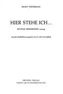 Cover of: Hier stehe ich: deutsche Erinnerungen 1914-45