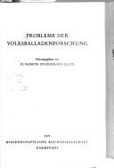Cover of: Probleme der Volksballadenforschung