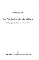Cover of: Jens Peter Jacobsens lyrische Dichtung: ein Beitr. z. Geschichte d. modernen Poesie