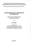Cover of: Geographisches Namenbuch Österreichs = by Josef Breu