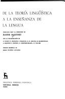 Cover of: De la teoría lingüística a la enseñanza de la lengua by Jeanne Martinet