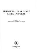 Friedrich Albert Lange by Joachim H. Knoll, Hans Julius Schoeps