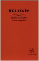 Cover of: Mélanges de linguistique et de littérature offerts à Lein Geschiere