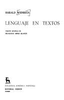 Cover of: Sprache in Texten.