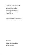 Cover of: Deutsche Literaturkritik im 19. Jahrhundert: von Heine bis Mehring