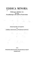 Cover of: Eddica minora by zusammengestellt u. eingel. von Andreas Heusler u. Wilhelm Ranisch.
