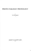 Cover of: Proto-Takanan phonology