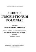 Cover of: Corpus inscriptionum Poloniae
